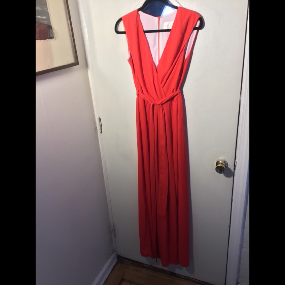 Fully lined sleeves maxi with wrap front dress